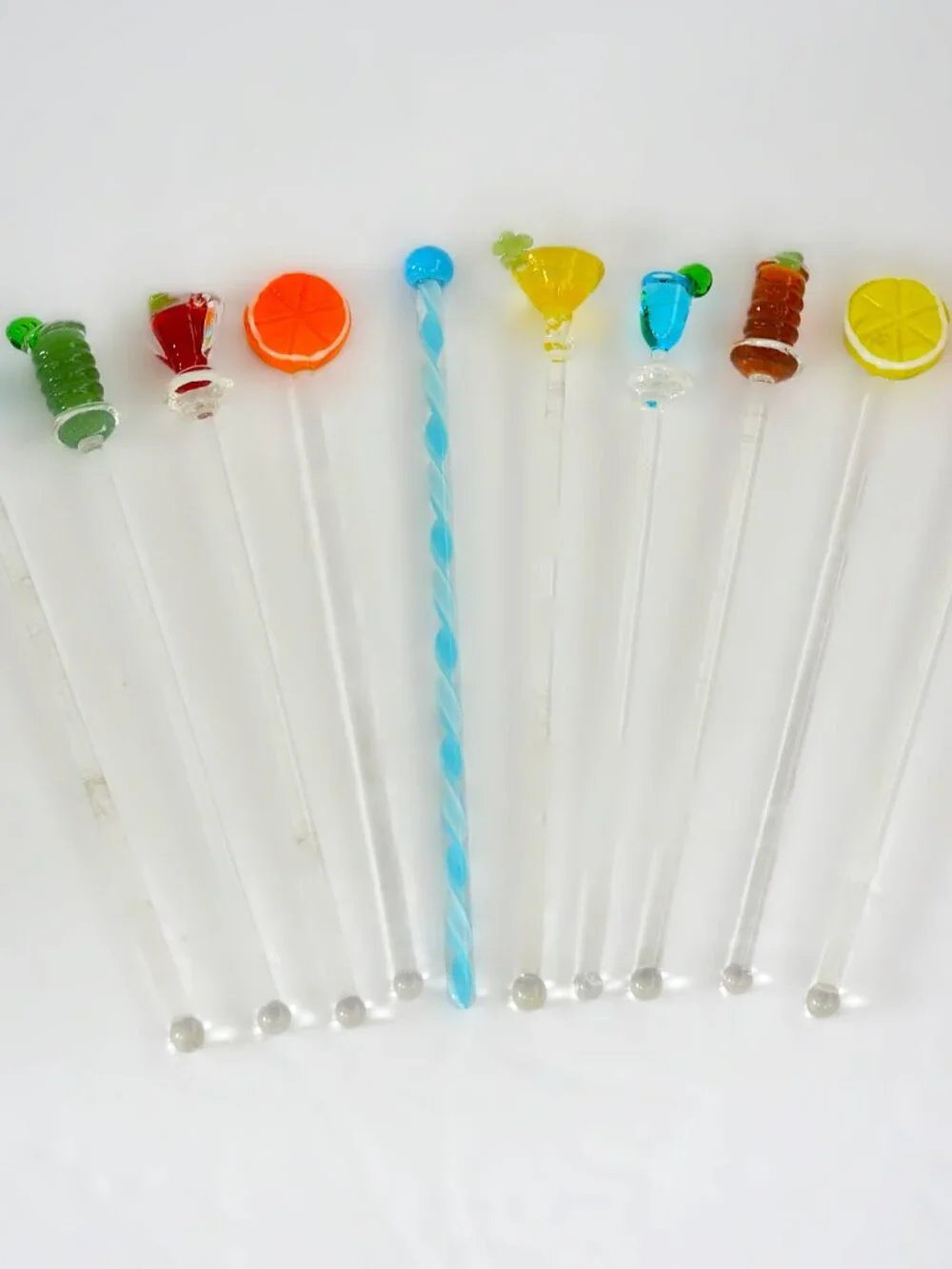 Glass Cocktail Stirrers Swizzlers Multicolor Barware